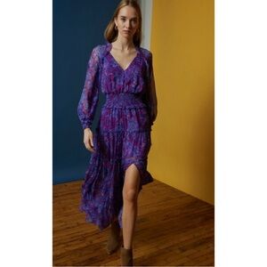 Gilner Farrar Maxi Dress Purple Floral Size Small